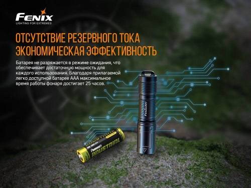 583 Fenix Фонарь Fenix E01 V2.0 Black CREE XP-G2 S3 фото 13